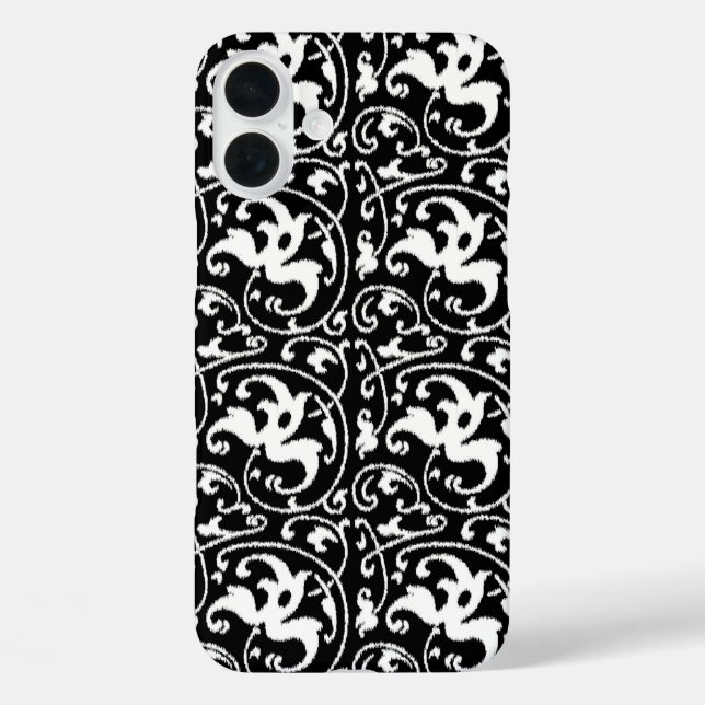 Ikat Floral Damask - Black and White Case-Mate iPhone Case (Back)