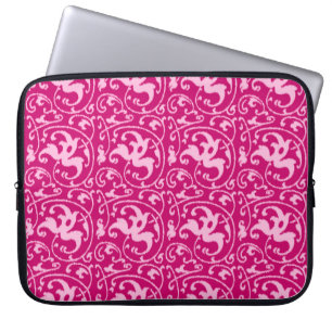 Ikat Floral Damask - Fuchsia and Pale Pink Laptop Sleeve