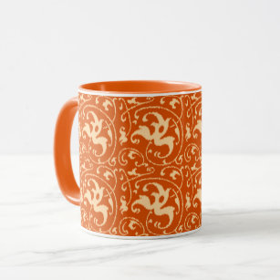 Ikat Floral Damask - Mandarin Orange Mug