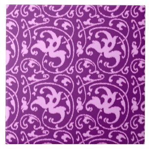 Ikat Floral Damask - Orchid and Purple Tile