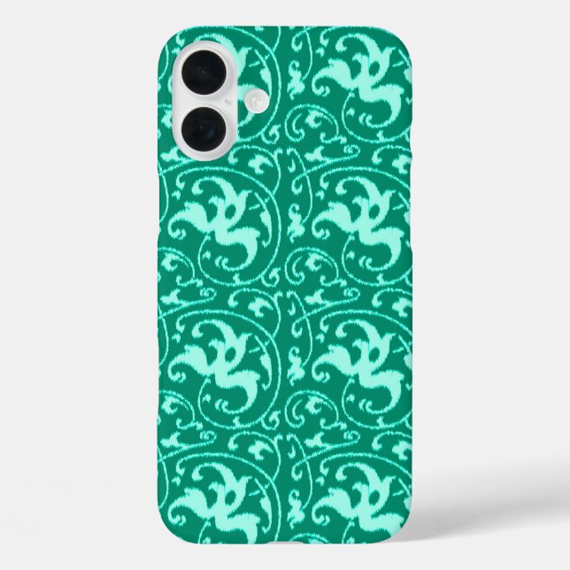Ikat Floral Damask - Turquoise and Aqua Case-Mate iPhone Case (Back)