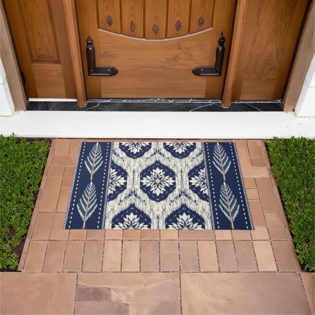 Ikat Floral Paisley Pattern Doormat (Outdoor)