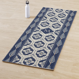 Ikat Floral Paisley Pattern Yoga Mat
