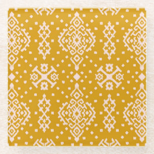 Ikat folklore ornament - ethnic texture. glass coaster