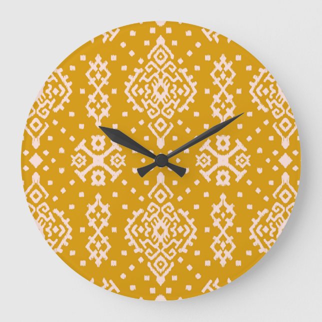 Ikat folklore ornament - ethnic texture. large clock (Front)