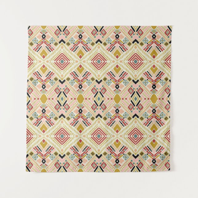 Ikat geometric folklore, oriental damask pattern. tapestry (Front)
