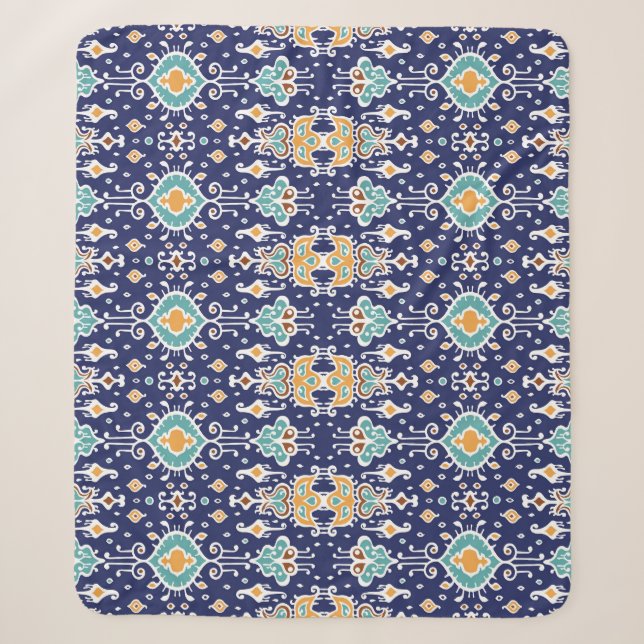 Ikat Geometric: Folklore Oriental Ornament. Sherpa Blanket (Front)