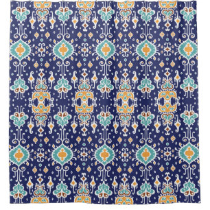 Ikat Geometric: Folklore Oriental Ornament. Shower Curtain