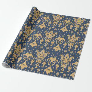 Ikat geometric folklore ornament. Oriental damask Wrapping Paper