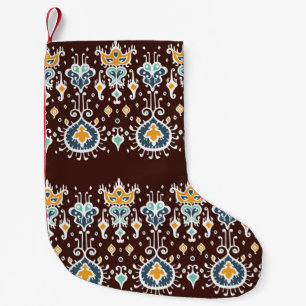 Ikat geometric folklore ornament. Oriental Vintage Small Christmas Stocking