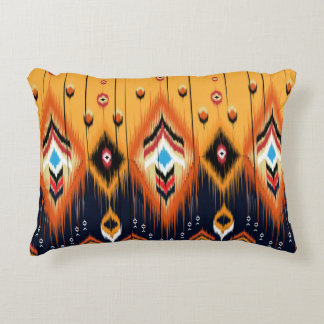 Ikat geometric folklore ornament. Tribal ethnic te Decorative Cushion