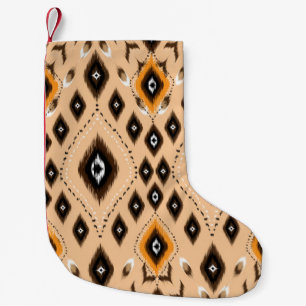 Ikat geometric folklore ornament. Tribal ethnic te Small Christmas Stocking