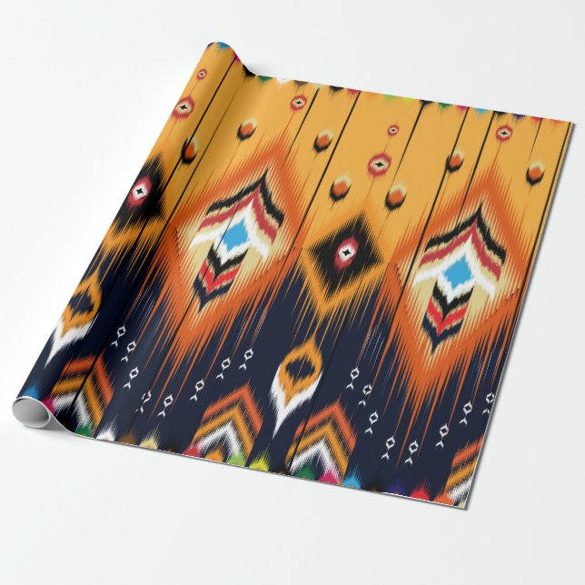 Ikat geometric folklore ornament. Tribal ethnic te Wrapping Paper (Unrolled)