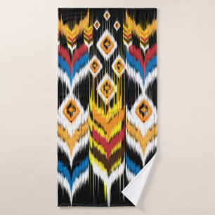 Ikat geometric folklore ornament. Tribal ethnic vi Bath Towel