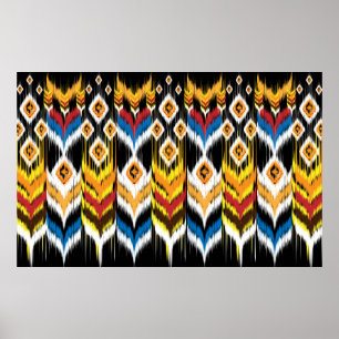 Ikat geometric folklore ornament. Tribal ethnic vi Poster