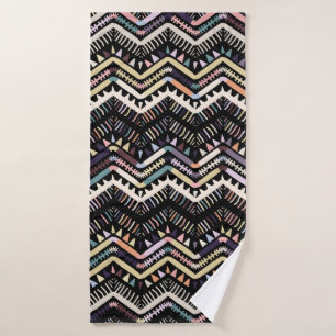 Ikat geometric folklore ornament. Tribal scandinav Bath Towel