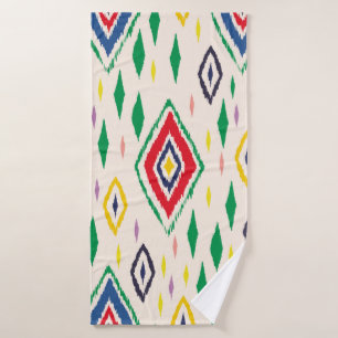 Ikat geometric folklore ornament with diamonds. Tr Bath Towel
