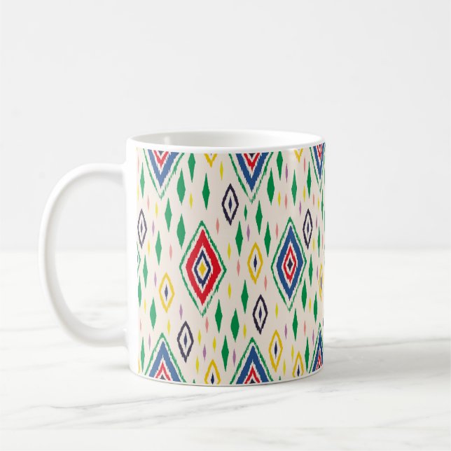 Ikat geometric folklore ornament with diamonds. Tr Coffee Mug (Left)