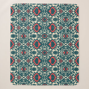 Ikat Intrigue: Oriental Vintage Damask Sherpa Blanket