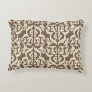 Ikat Moorish Damask - beige and taupe Decorative Cushion