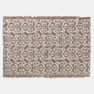 Ikat Moorish Damask - beige and taupe Throw Blanket