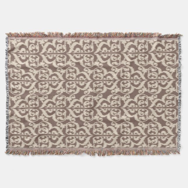 Ikat Moorish Damask - beige and taupe Throw Blanket (Front)