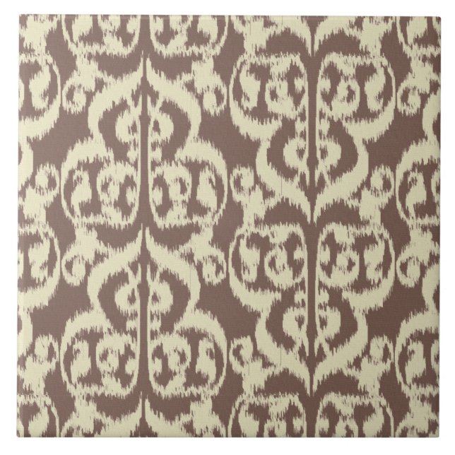 Ikat Moorish Damask - beige and taupe Tile (Front)