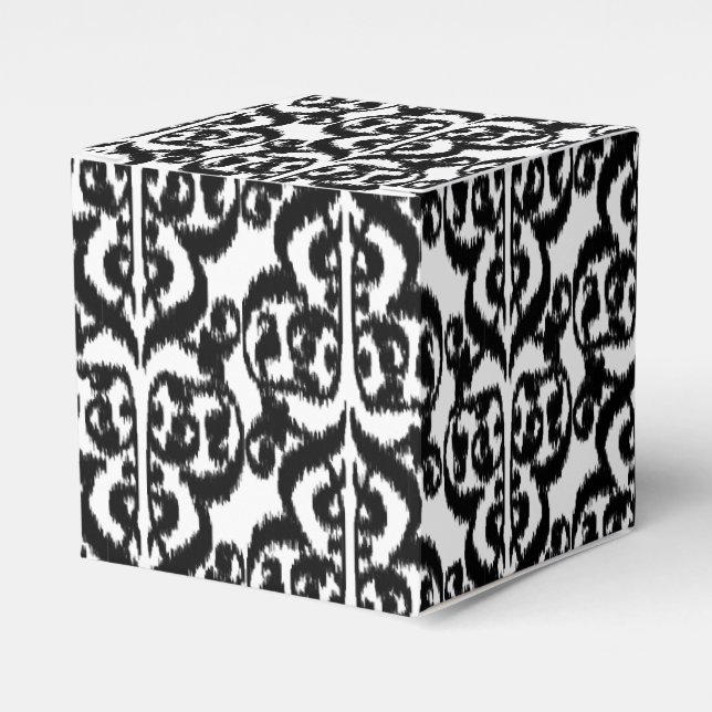 Ikat Moorish Damask - black and white Favour Box (Front Side)