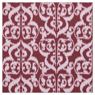 Ikat Moorish Damask - burgundy and pink. Fabric