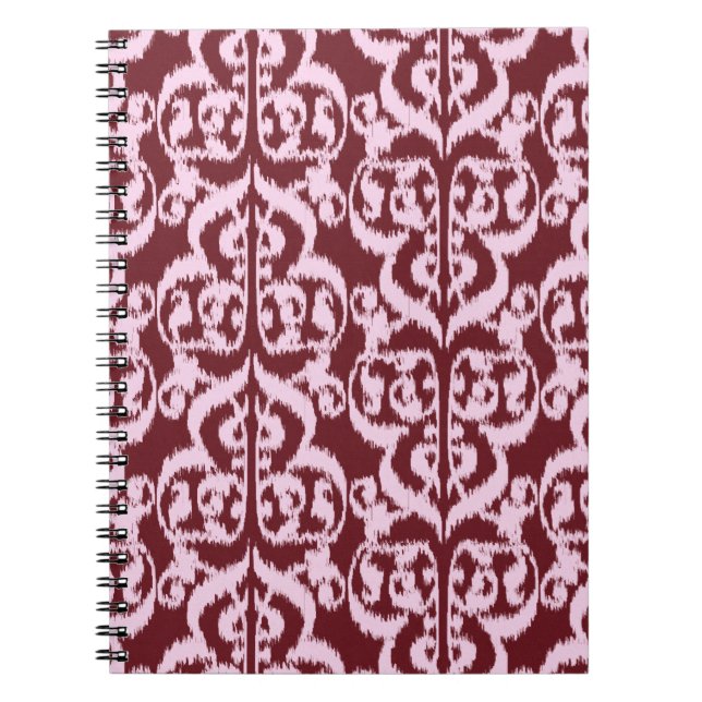 Ikat Moorish Damask - burgundy and pink Notebook (Front)