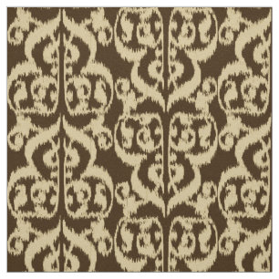 Ikat Moorish Damask - chocolate brown and tan Fabric