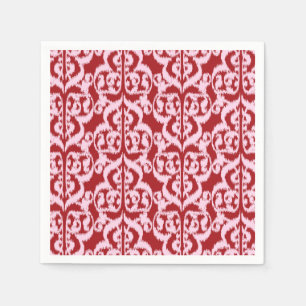 Ikat Moorish Damask - dark red and pink Napkin
