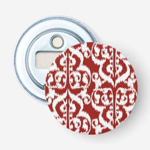 Ikat Moorish Damask - dark red and white Bottle Opener