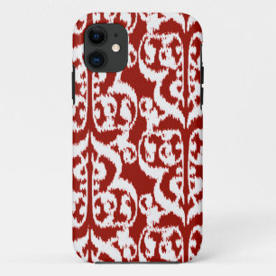 Ikat Moorish Damask - dark red and white Case-Mate iPhone Case