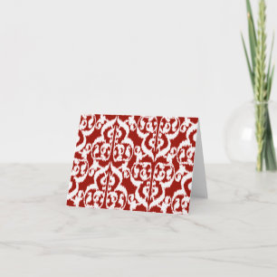 Ikat Moorish Damask - dark red and white Holiday Card