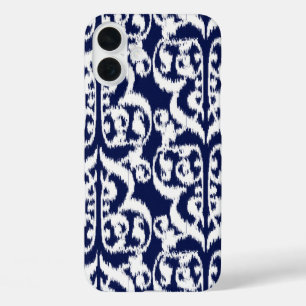 Ikat Moorish Damask - indigo and white iPhone 16 Plus Case