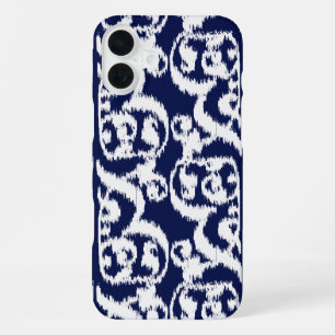 Ikat Moorish Damask - indigo and white iPhone 16 Plus Case