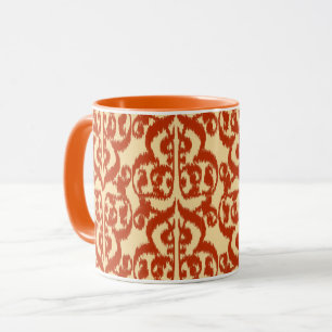 Ikat Moorish Damask - Mandarin orange Mug