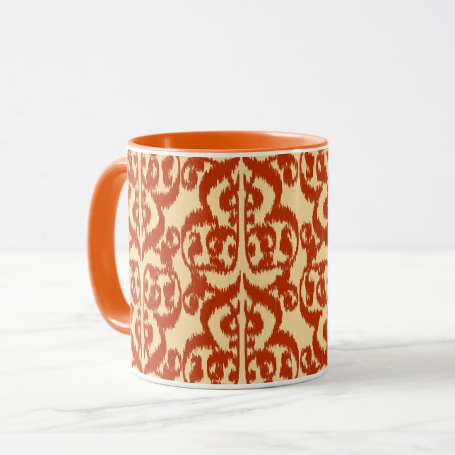 Ikat Moorish Damask - Mandarin orange Mug (Front Left)