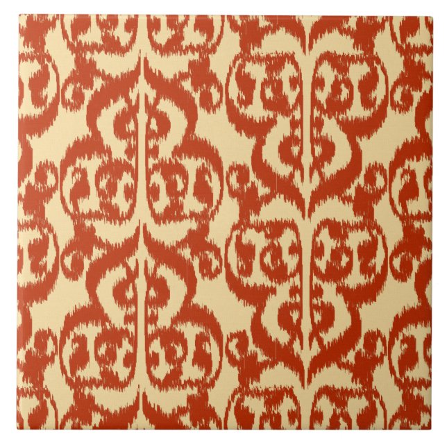 Ikat Moorish Damask - Mandarin orange Tile (Front)