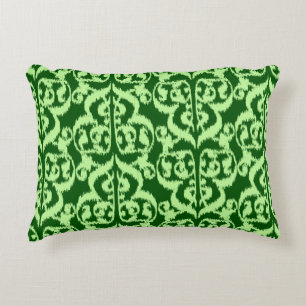 Ikat Moorish Damask - pine and mint green Decorative Cushion