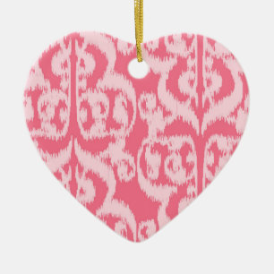 Ikat Moorish Damask - shades of coral pink Ceramic Tree Decoration