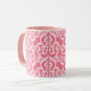 Ikat Moorish Damask - shades of coral pink Mug