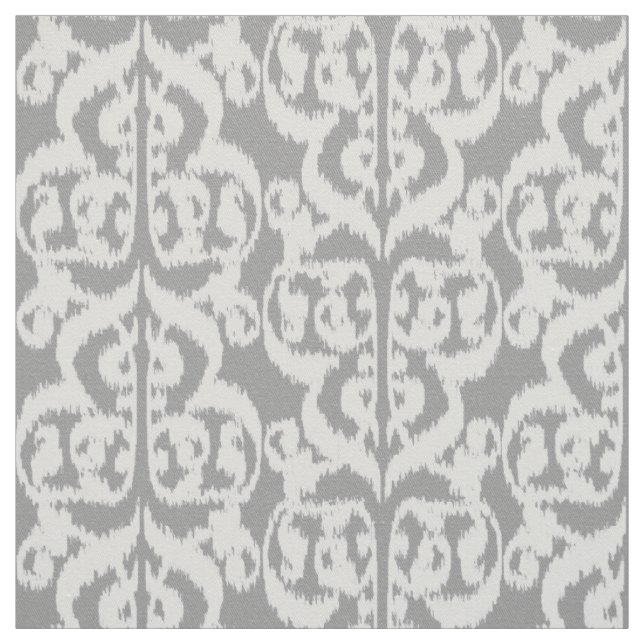 Ikat Moorish Damask - silver grey and white Fabric (Swatch)