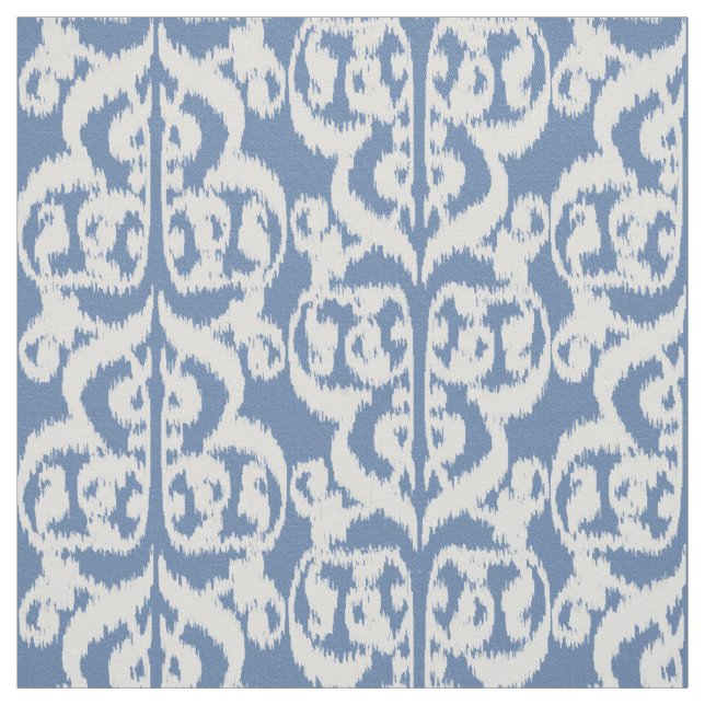 Ikat Moorish Damask - sky blue and white Fabric (Swatch)