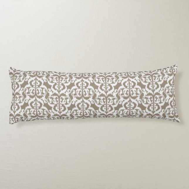 Ikat Moorish Damask - taupe tan and white Body Cushion (Back)