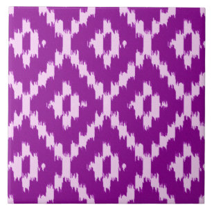 Ikat pattern - Amethyst purple and orchid Tile