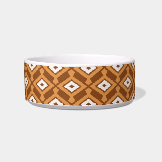 Ikat Pattern - Brown, Rust and Cream Bowl (Left)