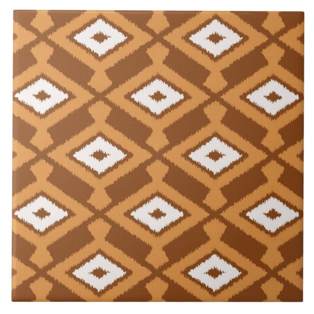 Ikat Pattern - Brown, Rust and Cream Tile (Front)