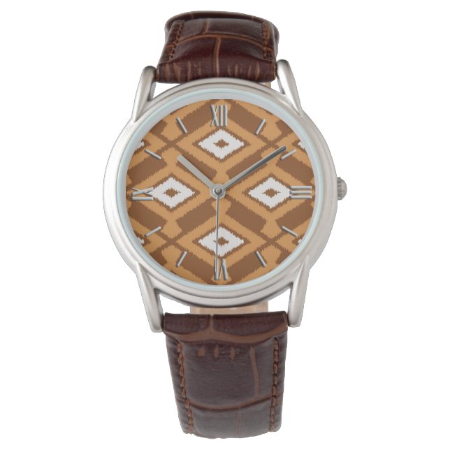 Ikat Pattern - Brown, Rust and Cream Watch (Front)